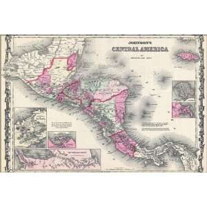  1862 Map of Central America   24x36 Poster (reproduction 