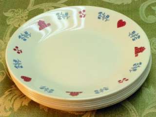 Hometown Corning Corelle LOT 7 BREAD PLATES red hearts  