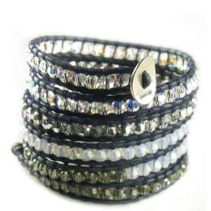  Chan Luu Swarovski Crystal Mix Wrap Bracelet on Black 