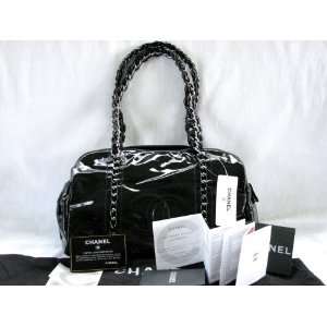  CHANEL AUTHENTIC PATENT LEATHER LUXURY LARGE TOTE PRE OWNED HANDBAG 