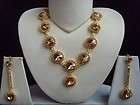 GOLD BEIGE INDIAN BOLLYWOOD COSTUME JEWELLERY NECKLACE 