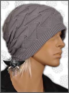 AM851 Grey Knit Thick Winter Warm Mens Beanie Hat Cap  