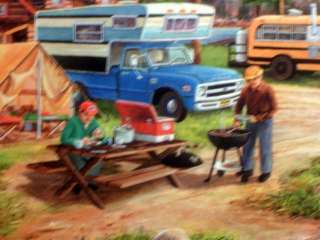 Ken Zylla Framed Camping lake print WEEKEND RETREAT  