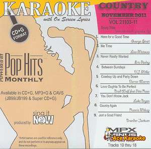 Pop Hits Monthly Country   November 2011 Karaoke CDG  