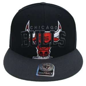  Chicago Bulls Retro 47 Blockhouse Hat Cap Snapback Black 
