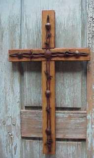 Rustic Old Door Wood Cross #1  Mexican Folk Art 13x23  