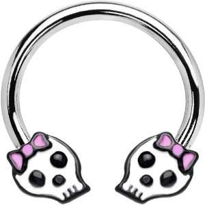  Pink Bow Skull Horseshoe Circular Barbell Jewelry