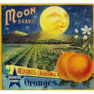  Redlands Moon Orange Citrus Fruit Crate Box Label Art 