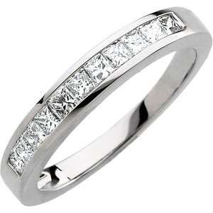 14k White Gold Diamond Wedding Band PRINCESS Cut 1/2 carat total 