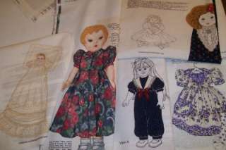   of 7 Daisy Kingdom & Simplicity Doll Clothes and Dolls Fabric Panels