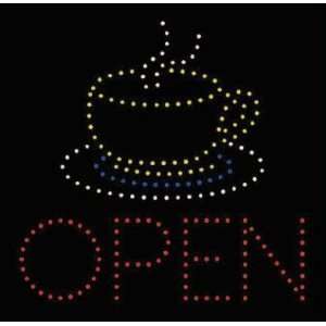  Coffee Cafe Open Led Electronic Sign   18.5 Inches X 18.5 