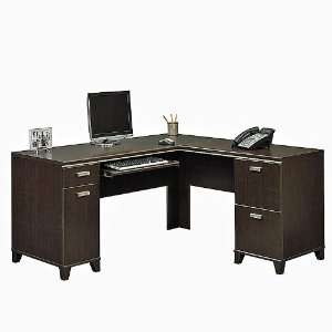   Tuxedo L Shaped Wood Computer Desk in Mocha Cherry