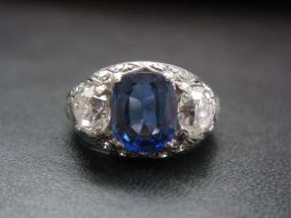   Art Deco Gem Sapphire Old European Cut Diamond Anniversary Ring 6.38CT