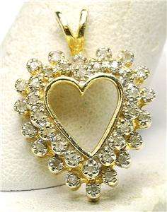   10k yellow gold & 1 carat Natural Diamond Heart Pendant drop Necklace
