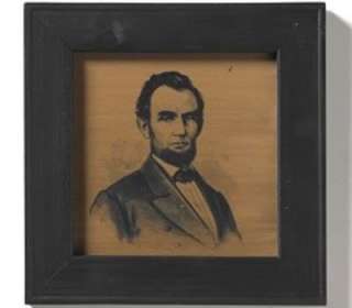 portrait of abe lincoln black distressed wood frame 10 x 10 we accept