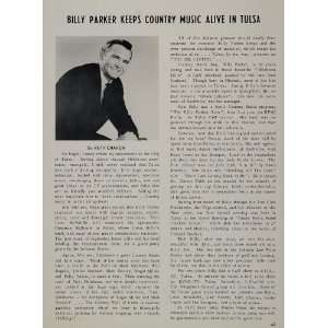  1968 Article Billy Parker OK Country Music Singer Decca 