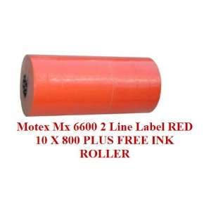 Motex Mx 6600 2 Line Label RED 10 X 800 Plus Free INK 