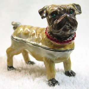  Pug Dog Crystals Bejeweled Trinket Box 
