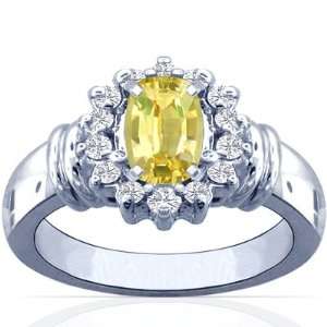    Platinum Cushion Cut Yellow Sapphire Ring With Sidestones Jewelry