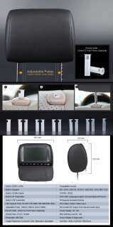   LCD Black Pillow Headrest Monitor SD DVD Player Speaker GAME  