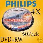 Philips 4X DVD+RW Rewritable 50 Pack $.74 per disc  