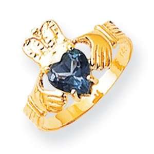  December Birthstone Claddaugh Ring in 14k Yellow Gold 