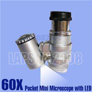 60X LED Hand Microscope Magnifier Loupe lens Jewelry UV  