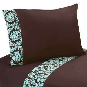  Bella Turquoise And Brown Twin Sheet Set