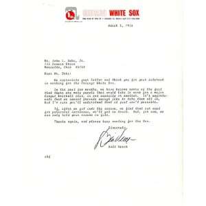  Bill Veeck Autographed/Hand Signed Letter Sports 