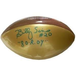 Billy Sims Autographed/Hand Signed Official NFL Gold Football 80 ROY