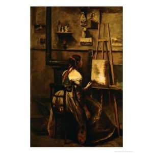   an Easel Giclee Poster Print by Jean Baptiste Camille Corot, 42x56