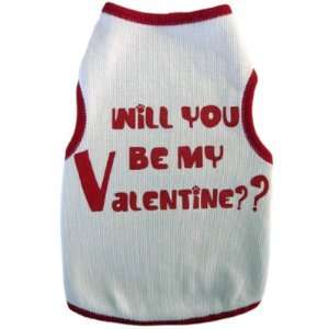  Will You Be My Valentine? Dog Pet Tank T shirt, White, XX 