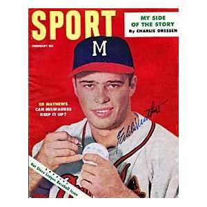 Eddie Mathews Autographed / Signed Sport Magazine   February 1954 (JSA 