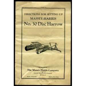   for Setting Up Massey Harris No. 30 Disc Harrow Massey Harris Books