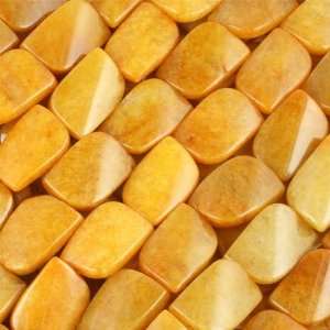  25mm Yellow Jade Twisted Rectangle Beads Arts, Crafts 
