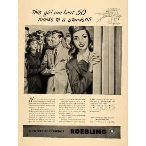  1947 Ad John Roebling Steel Elevator Rope Service Girl 