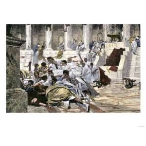 Julius Caesar Assassinated in the Roman Senate, 44 Bc Premium Poster 