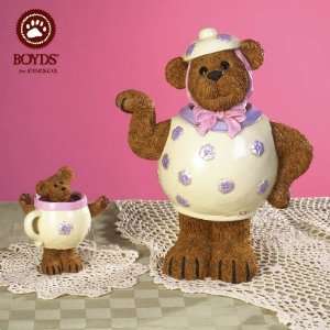  Boyds Bears Teapot & Cup Figurine (Mrs. Stout with Lil 