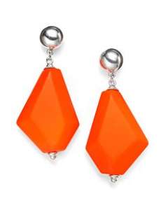 Ben Amun   Large Geometric Neon Drop Earrings/Orange