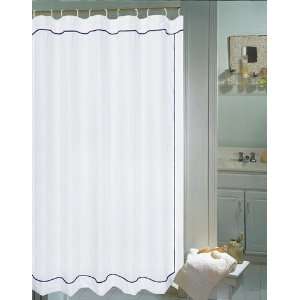 Megan White & Navy Shower Curtain