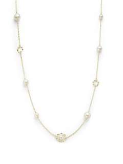 Majorica   8MM 12MM White Round Pearl 18K Gold Circle Necklace