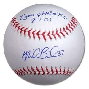 Mike Bacsik Autographed Baseball  Details I Gave Up Home Run #756 8 