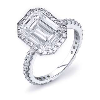 95 Ct. Emerald w/ Round Cut Diamond Ring EGL F, VS2  