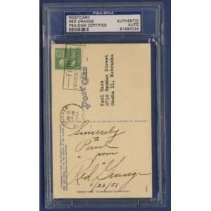 RED GRANGE Autographed/Signed 3x5 Postcard PSA/DNA 1951   Sports 