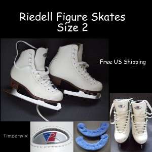 Riedell Figure Skates Youth Size 2 White Model 17 Free US Shipping 