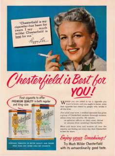 1953 Peggy Lee Photo Chesterfield Cigarettes print ad  