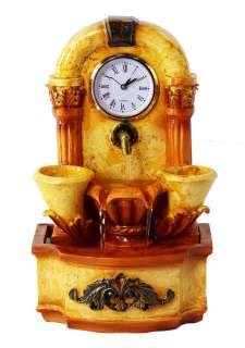 Wall Clock with Faucet Tabletop Water Fountain  