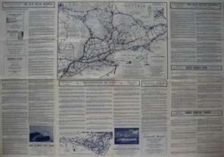 Large Fold Out 1954 Road Map SOUTHERN ONTARIO MANITOULIN ISLAND Ferry 