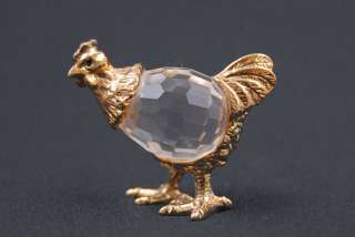 Gold Plated And Crystal Hen Figurine  