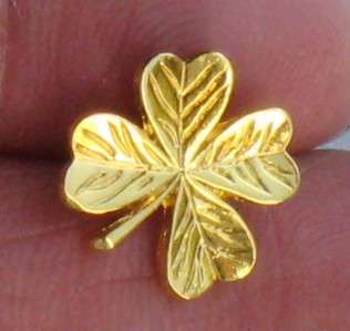 this is a cute gold plated metal four leaf clover   GOOD LUCK tac pin 